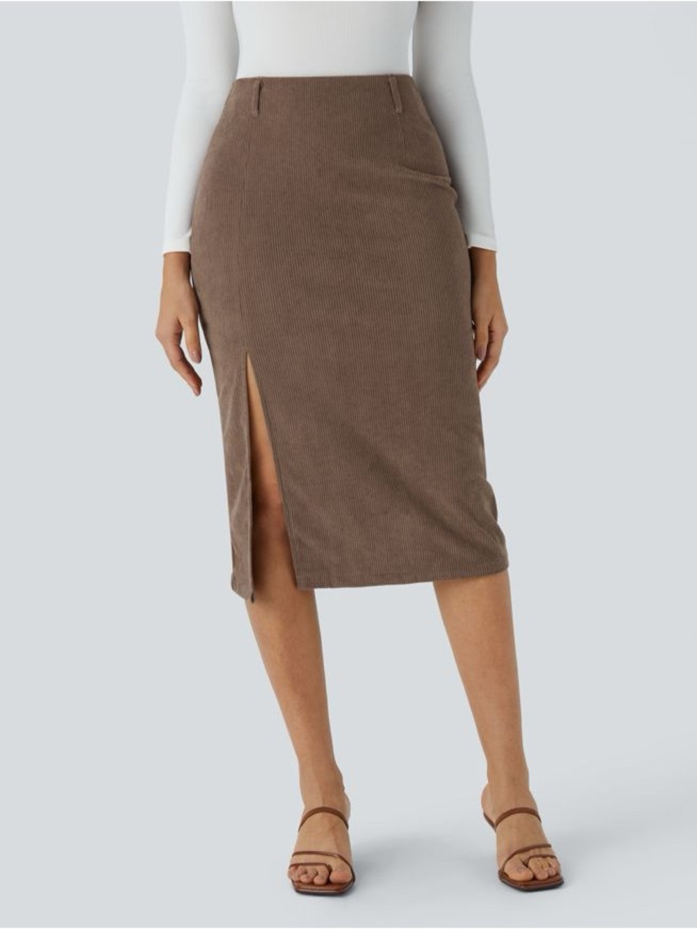 Cocoa Brown Corduroy Pencil Skirt - Halara - Picture 10 of 10